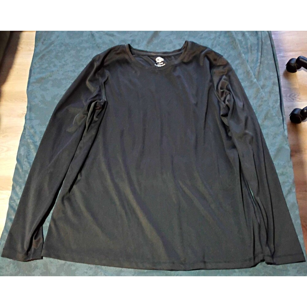 Athletic Works Black Long Sleeve Crew Neck Lightweight Polyester Top L (12/14)
